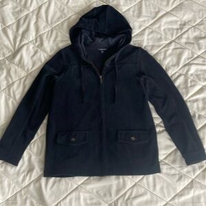 Lands End corduroy black full zip hoodie jacket size S like new